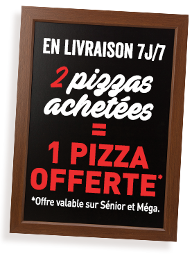 En Livraison 2 Pizzas Achetées = 1 Pizza Offerte